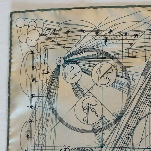 Hermes Gavroche La Musique des Spheres - white/cream with green 45cm - Picture 9 of 12